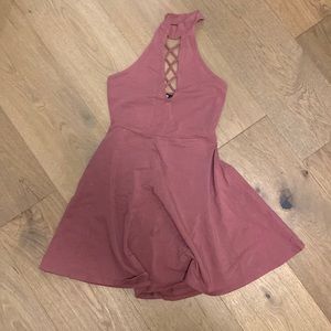 Express high neck cutout halter dress